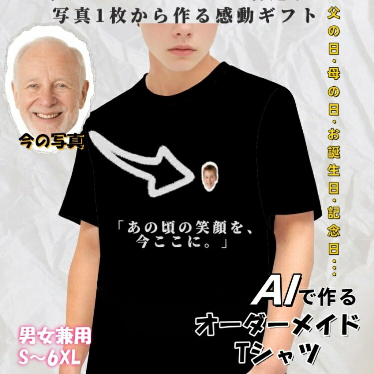 オーダーメイド写真プリントTシャツ｜名入れ可｜誕生日・記念日・推し活ギフトに最適｜ユニセックス対応 オーダーメイド Tシャツ 写真 プリント 名入れ プレゼント ギフト サプライズ 記念日 誕生日